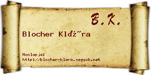 Blocher Klára névjegykártya